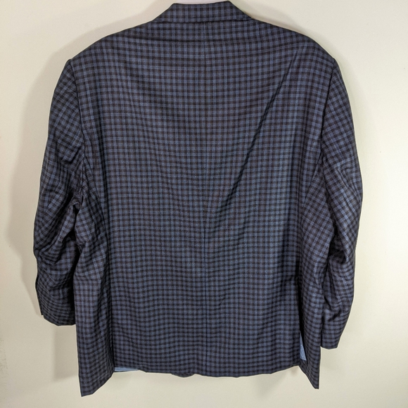 Mens Blue Plaid Blazer 51 Virgin Wool J Hilburn New with Tags - Picture 2 of 13